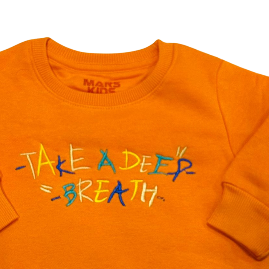 Take a Deep Breath Embroidered Sweatshirt-Orange