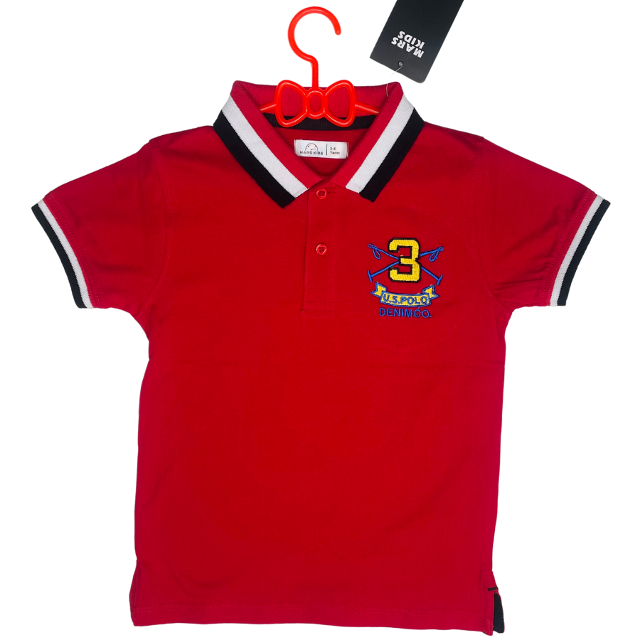 Polo Embroidered Shirt- Red
