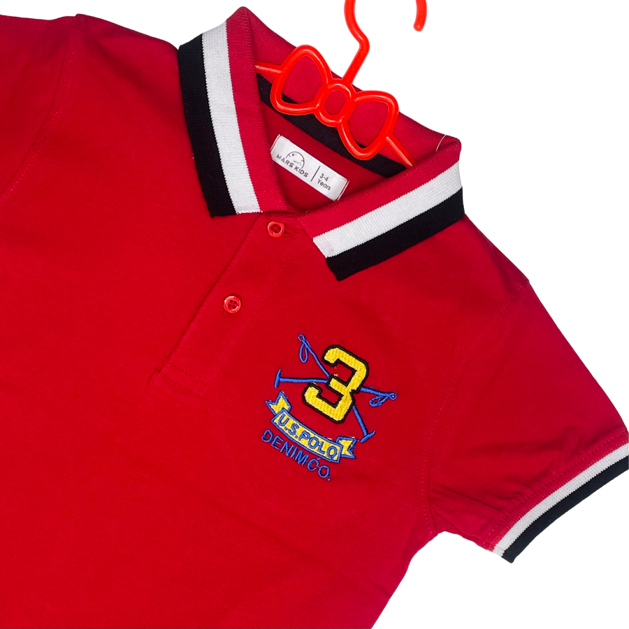 Polo Embroidered Shirt- Red