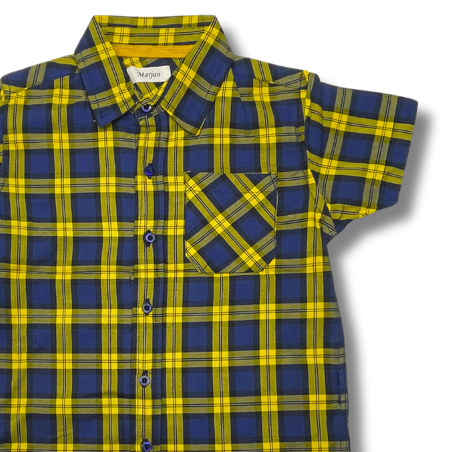 Cotton Check Shirt -Yellow Blue