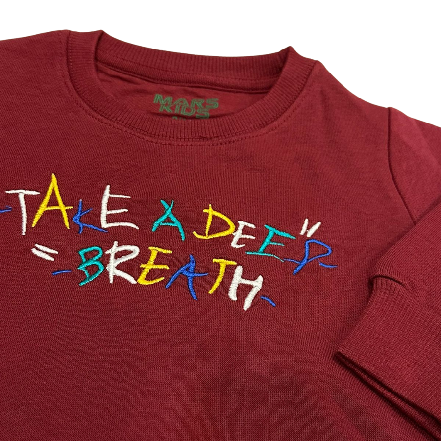 Take a Deep Breath Embroidered Sweatshirt-Maroon