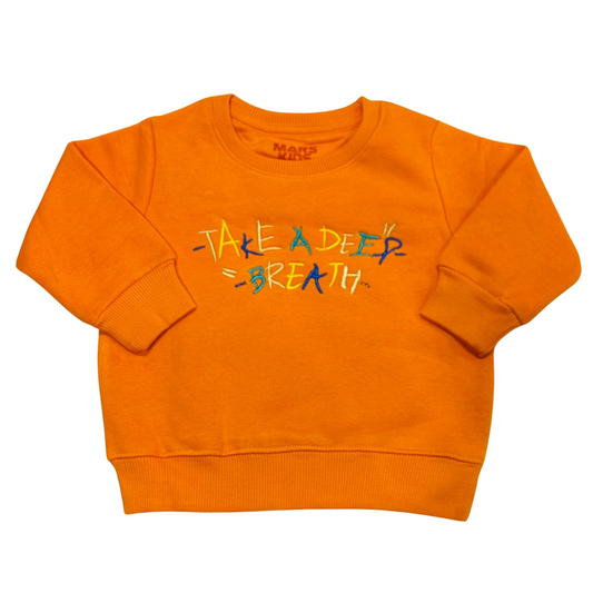 Take a Deep Breath Embroidered Sweatshirt-Orange