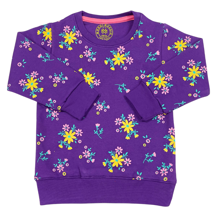 Floral Girls Sweat- Purple