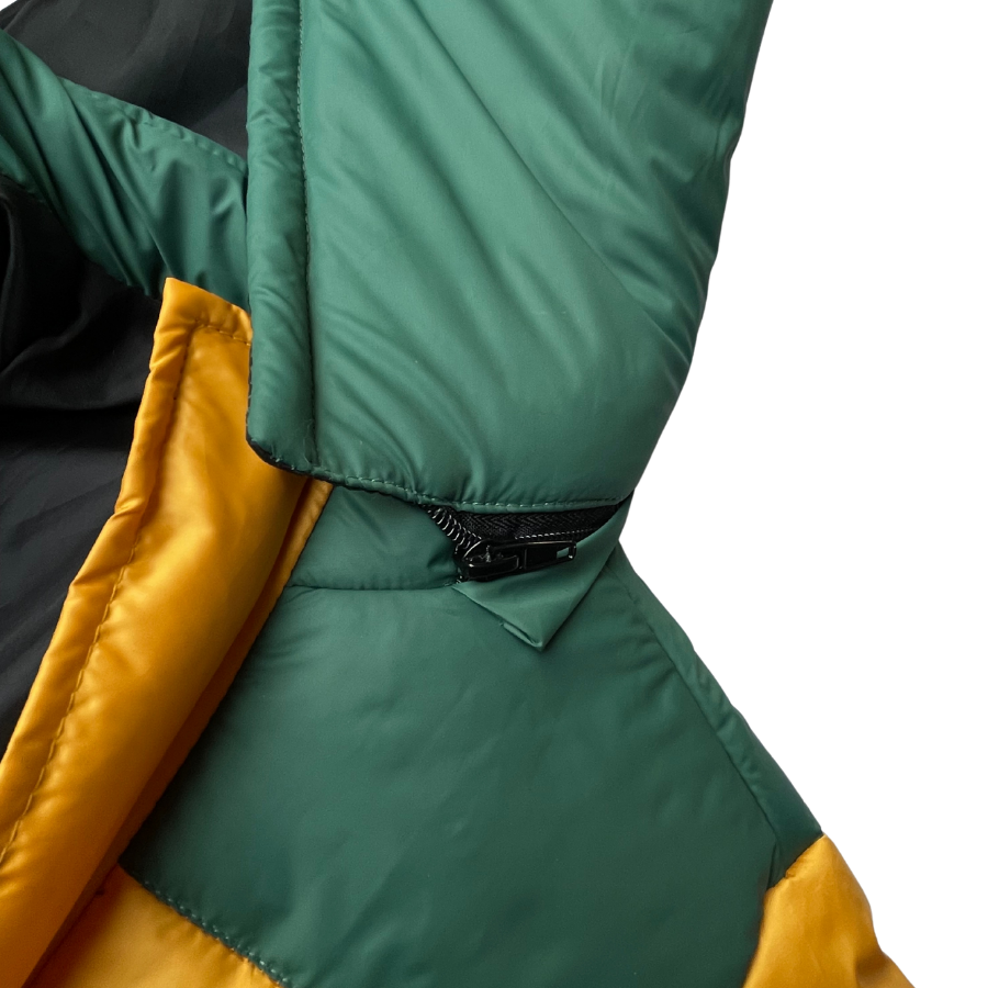 Unisex Full Sleeve Puffer Jacket With Hood-Yellow/Green