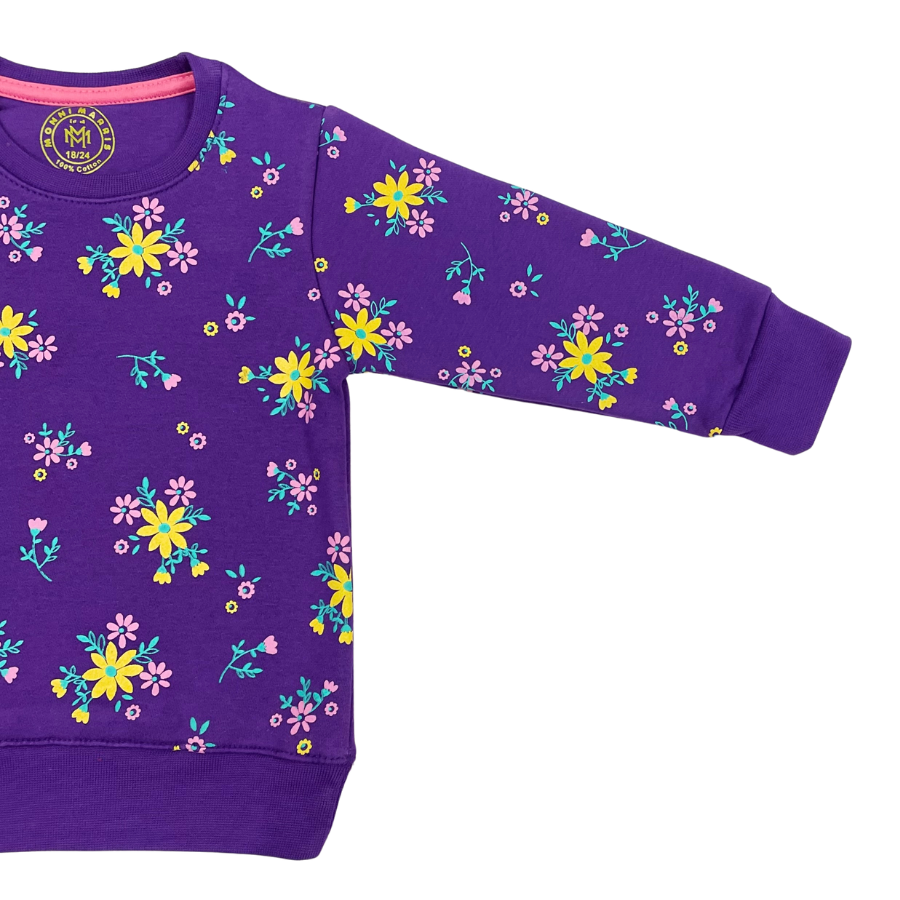 Floral Girls Sweat- Purple