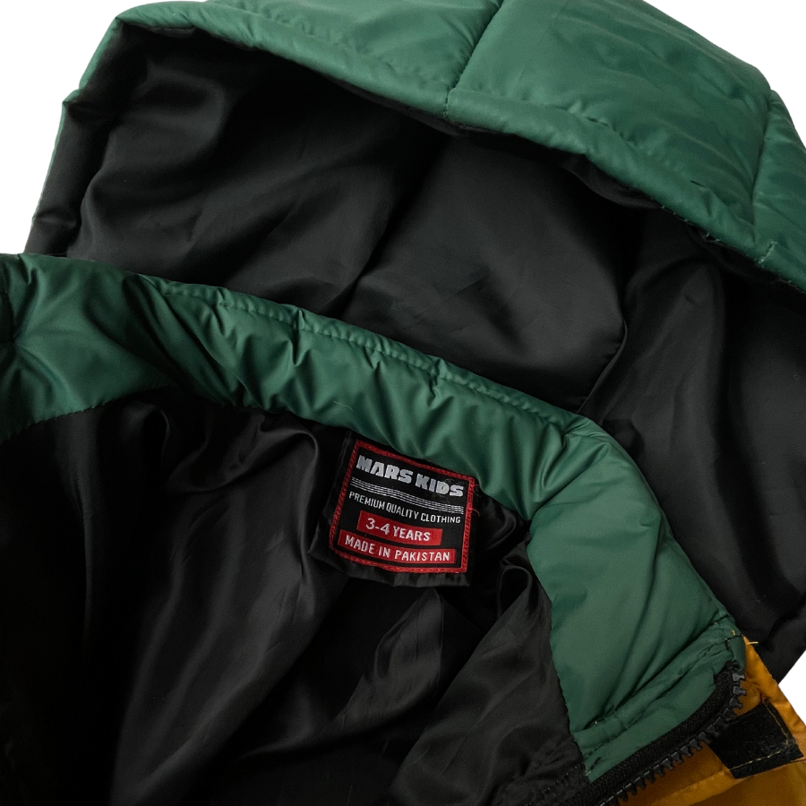 Unisex Full Sleeve Puffer Jacket With Hood-Yellow/Green