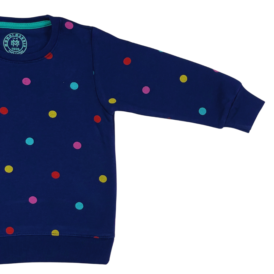 Navy Polka Dots Sweat