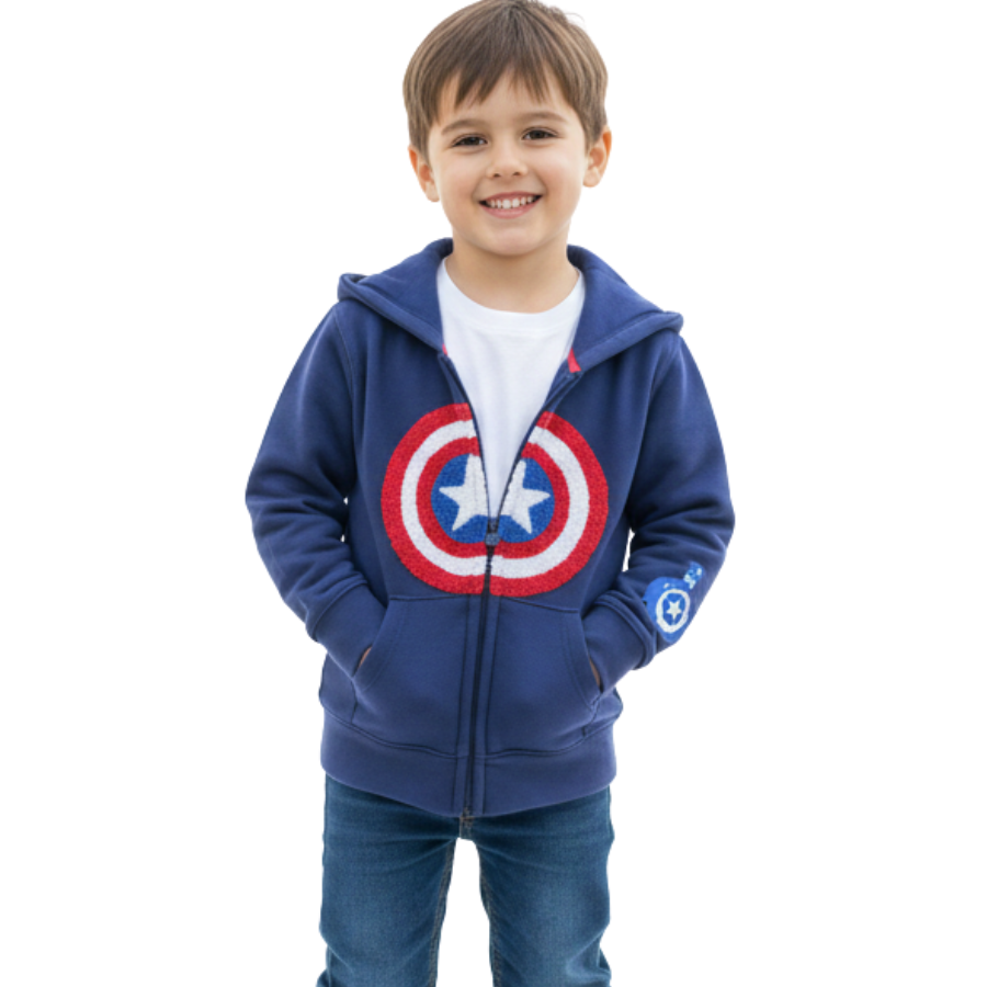 Captain Americaa Embroidery Hoodie Zipper