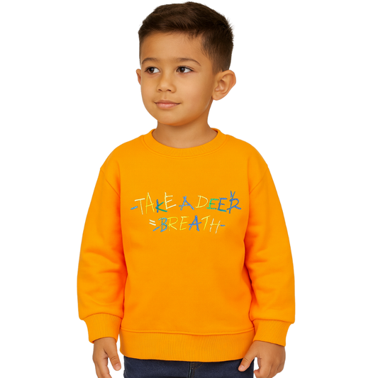 Take a Deep Breath Embroidered Sweatshirt-Orange