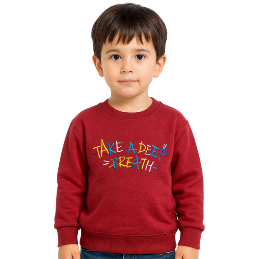 Take a Deep Breath Embroidered Sweatshirt-Maroon
