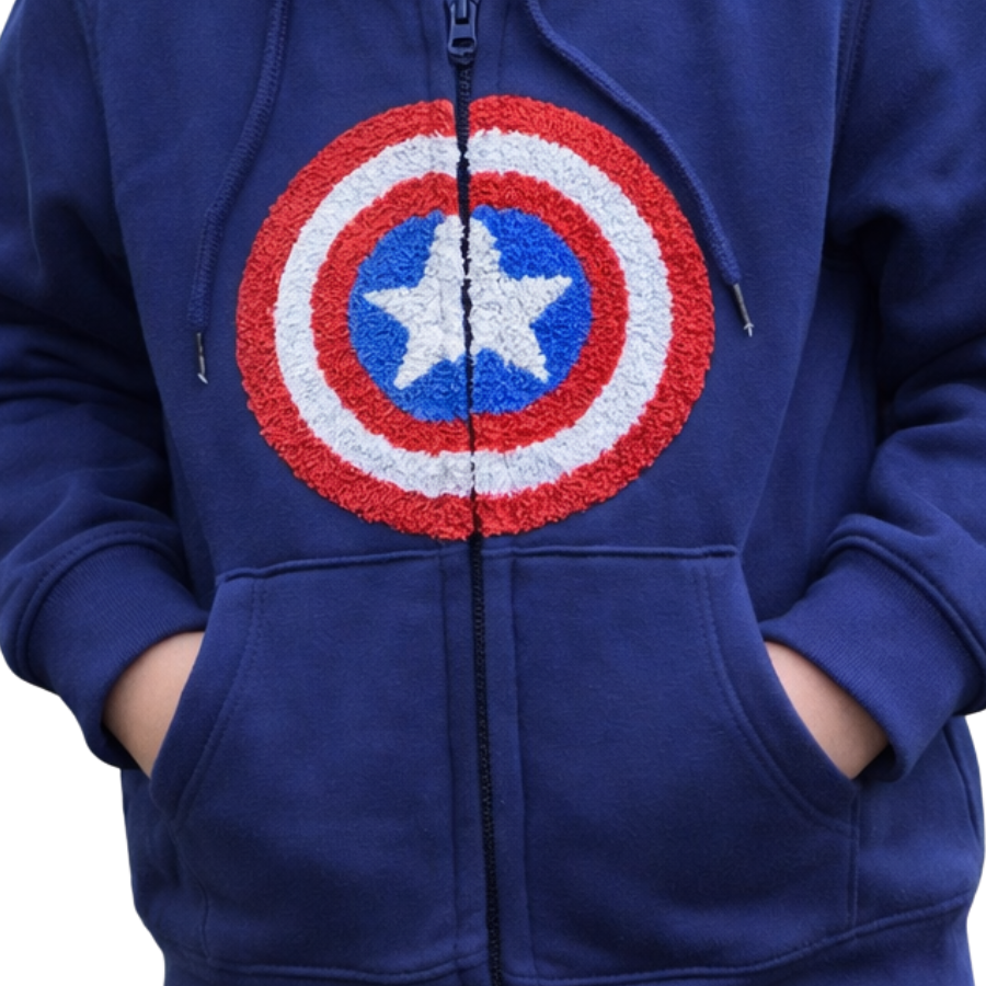 Captain Americaa Embroidery Hoodie Zipper