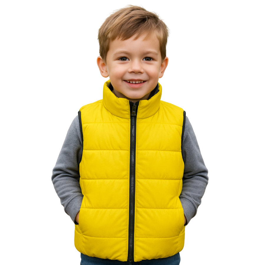 Unisex Sleeveless Puffer Jacket-Yellow