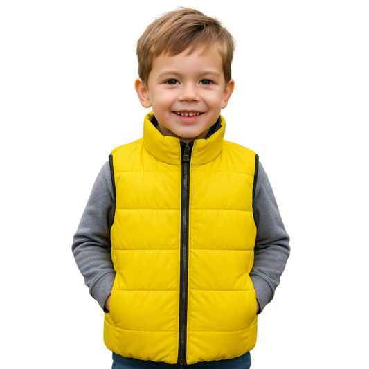 Unisex Sleeveless Puffer Jacket-Yellow