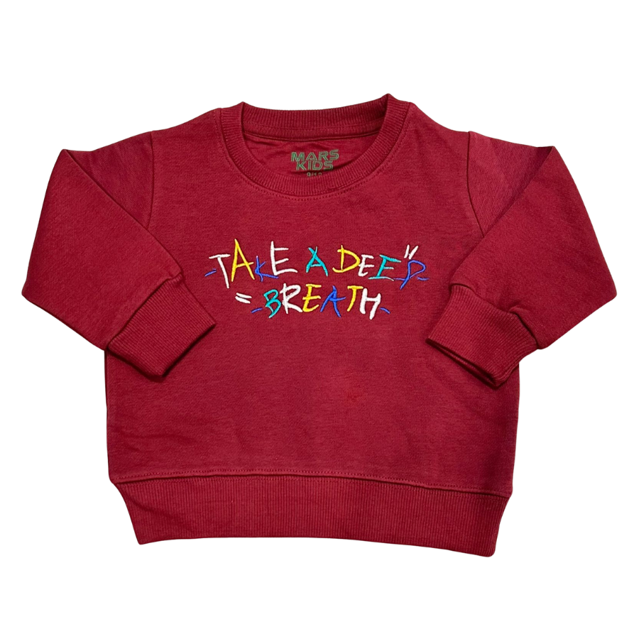 Take a Deep Breath Embroidered Sweatshirt-Maroon