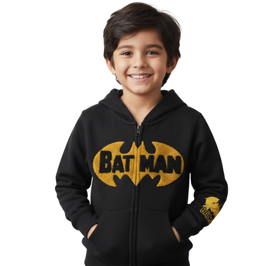 Batman Embroidery Hoodie Zipper