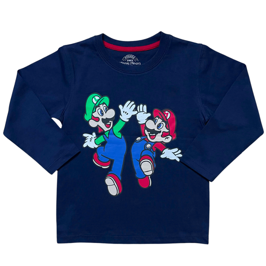 Mario Full Sleeve T-Shirt- Navy