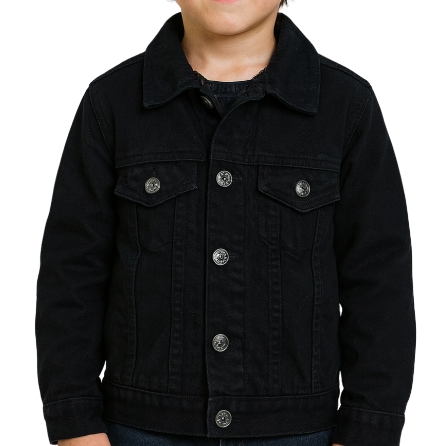 Denim Jacket With Full Inner Fur- Black