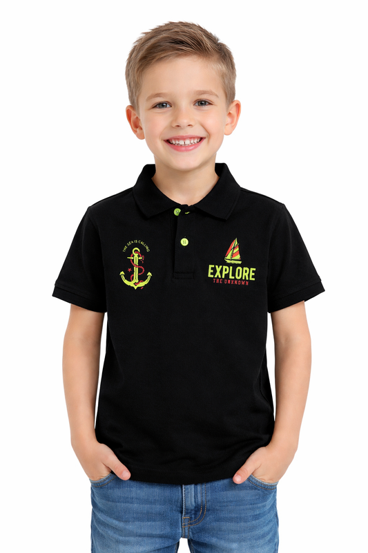 Explore The Unknown Boys Polo - Black